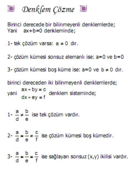 Denklem Çözme Formülü